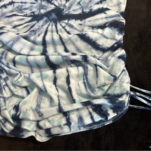 Victoria’s Secret PINK Blue Tie-Dye Ruched T-Shirt Y2K Style XS - Picture 7 of 12